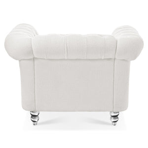 English Elm 1 Seater Teddy Velvet Accent Chair with Pocket Spring Support and Acrylic Legs W680P430879