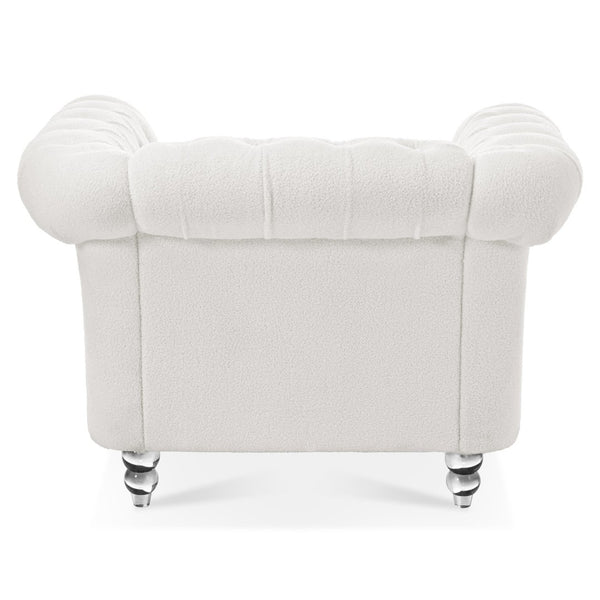 English Elm 1 Seater Teddy Velvet Accent Chair with Pocket Spring Support and Acrylic Legs W680P430879