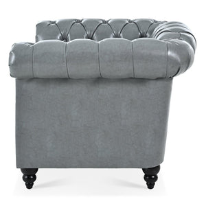 English Elm 1 Seater Pu Leather Accent Sofa Tufted Pocket Spring Chair for Living Room W68078888