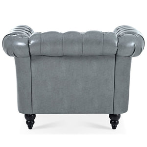 English Elm 1 Seater Pu Leather Accent Sofa Tufted Pocket Spring Chair for Living Room W68078888