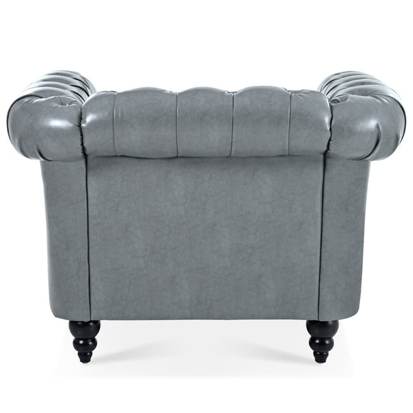 English Elm 1 Seater Pu Leather Accent Sofa Tufted Pocket Spring Chair for Living Room W68078888