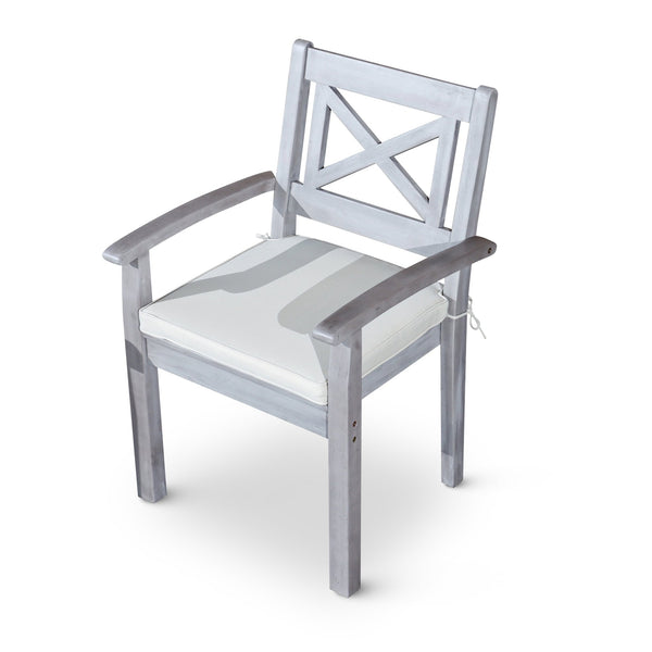 English Elm Dining Chairs Set of 2 – Silver Gray Eucalyptus Outdoor Armchairs with Detachable Cushions, Stackable, FSC-Certified B04657519