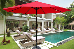 English Elm Outdoor Patio Umbrella 10FT Red - 8-Rib Steel Pole 38mm, Crank & Tilt Mechanism, No Base W65679880