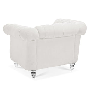 English Elm 1 Seater Pu Leather Accent Sofa Tufted Pocket Spring Chair for Living Room W68078887