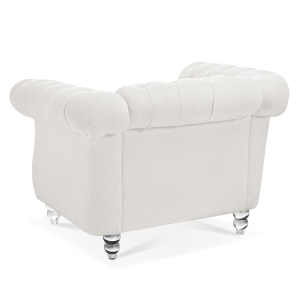 English Elm 1 Seater Pu Leather Accent Sofa Tufted Pocket Spring Chair for Living Room W68078887