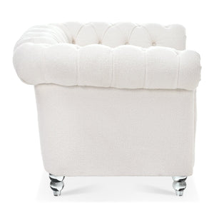 English Elm 1 Seater Teddy Velvet Accent Chair with Pocket Spring Support and Acrylic Legs W680P430879