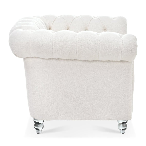 English Elm 1 Seater Teddy Velvet Accent Chair with Pocket Spring Support and Acrylic Legs W680P430879