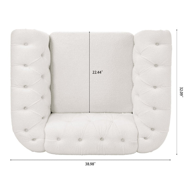 English Elm 1 Seater Teddy Velvet Accent Chair with Pocket Spring Support and Acrylic Legs W680P430879