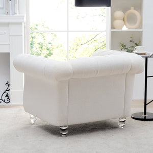 English Elm 1 Seater Pu Leather Accent Sofa Tufted Pocket Spring Chair for Living Room W68078887