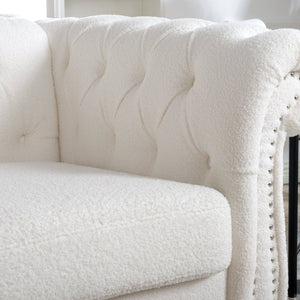English Elm 1 Seater Pu Leather Accent Sofa Tufted Pocket Spring Chair for Living Room W68078887