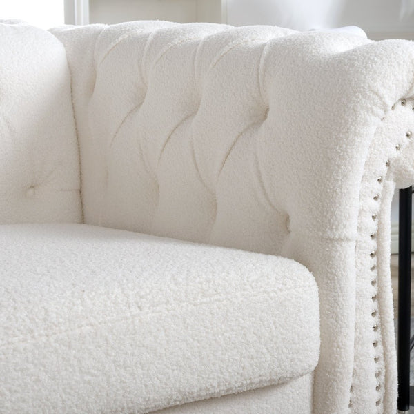 English Elm 1 Seater Pu Leather Accent Sofa Tufted Pocket Spring Chair for Living Room W68078887