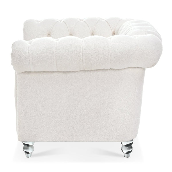 English Elm 1 Seater Teddy Velvet Accent Chair with Pocket Spring Support and Acrylic Legs W680P430879
