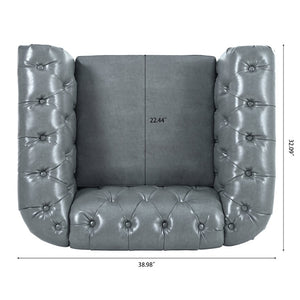 English Elm 1 Seater Pu Leather Accent Sofa Tufted Pocket Spring Chair for Living Room W68078888