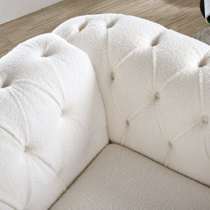 English Elm 1 Seater Pu Leather Accent Sofa Tufted Pocket Spring Chair for Living Room W68078887