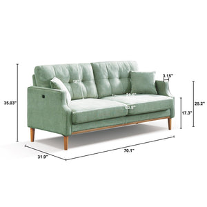 English Elm Living Space Three Seat Sofa Waterproof Polyester Upholstery with Usb Charging Port W82072357