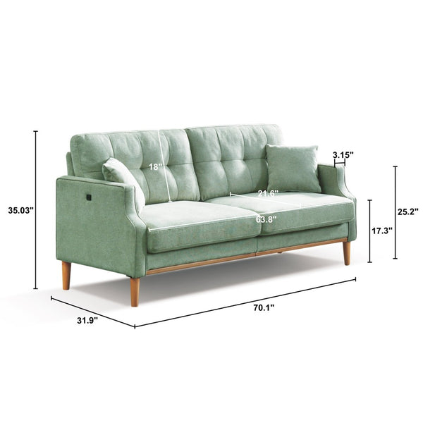 English Elm Living Space Three Seat Sofa Waterproof Polyester Upholstery with Usb Charging Port W82072357