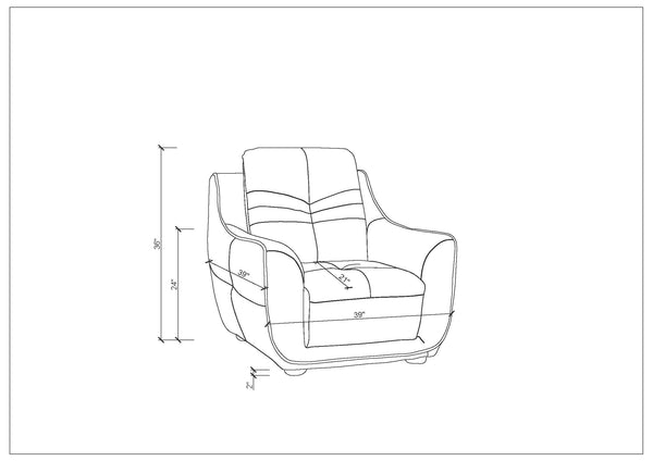 English Elm Genuine Leather Chair — Brown Premium Upholstery, Durable 48x40x42 in Comfort, Modern Classic Accent Seat B05777862