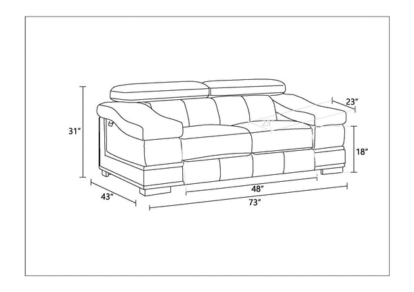 English Elm Top Grain Italian Leather Loveseat - Elegant Comfort, Durable Design & Modern Style For Any Space B05777875-GIGA