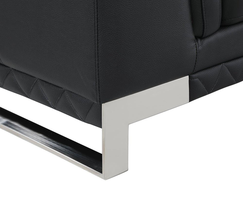 English Elm Top Grain Italian Leather Loveseat with 3-Layer High-Density Foam, Stainless Steel Legs, Solid Wood Frame Black B05777866
