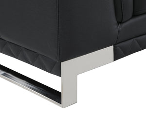 English Elm Top Grain Italian Leather Loveseat with 3-Layer High-Density Foam, Stainless Steel Legs, Solid Wood Frame Black B05777866