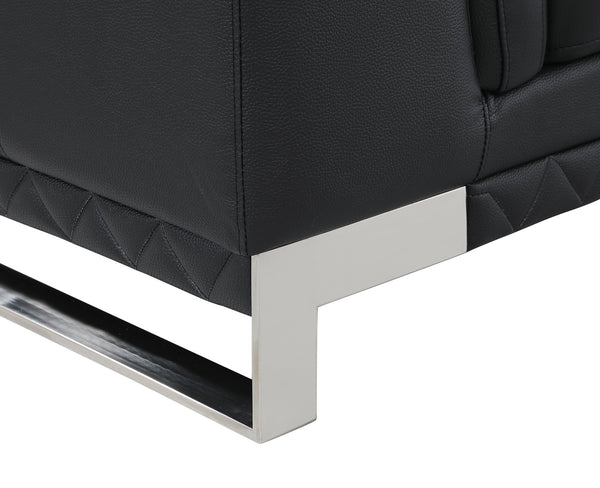 English Elm Top Grain Italian Leather Loveseat with 3-Layer High-Density Foam, Stainless Steel Legs, Solid Wood Frame Black B05777866