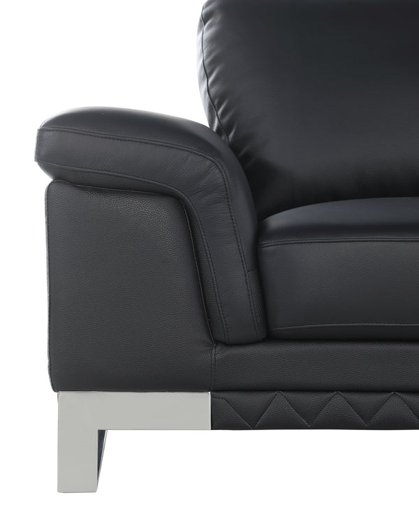 English Elm Top Grain Italian Leather Loveseat with 3-Layer High-Density Foam, Stainless Steel Legs, Solid Wood Frame Black B05777866