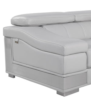 English Elm Top Grain Italian Leather Sofa - Luxurious Light Gray Design With Superior Comfort & Modern Style B05777879-GIGA