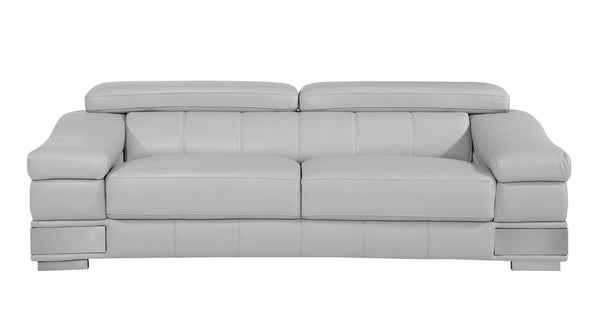 English Elm Top Grain Italian Leather Sofa - Luxurious Light Gray Design With Superior Comfort & Modern Style B05777879-GIGA