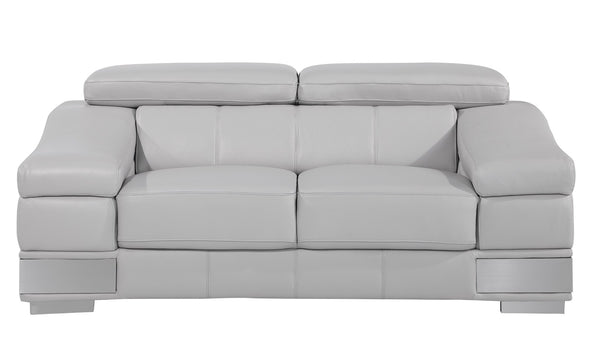 English Elm Top Grain Italian Leather Loveseat In Light Gray - Luxurious Comfort For Modern Living Spaces! B05777878-GIGA