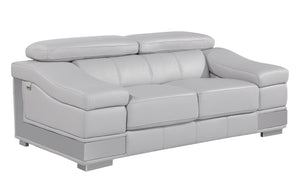 English Elm Top Grain Italian Leather Loveseat In Light Gray - Luxurious Comfort For Modern Living Spaces! B05777878-GIGA