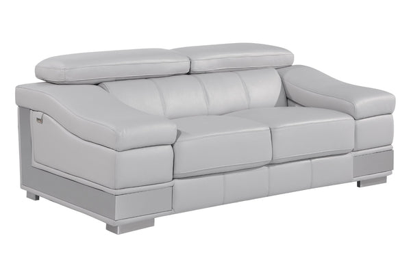 English Elm Top Grain Italian Leather Loveseat In Light Gray - Luxurious Comfort For Modern Living Spaces! B05777878-GIGA