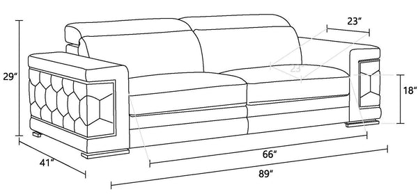 English Elm Top Grain Italian Leather Sofa with Chrome Legs for Modern Living Rooms Black B05777909