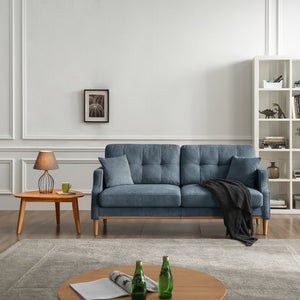 English Elm Living Space Three Seat Sofa Waterproof Polyester Upholstery with Usb Charging Port Dark Blue W82072359