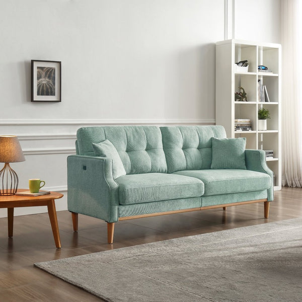 English Elm Living Space Three Seat Sofa Waterproof Polyester Upholstery with Usb Charging Port W82072357