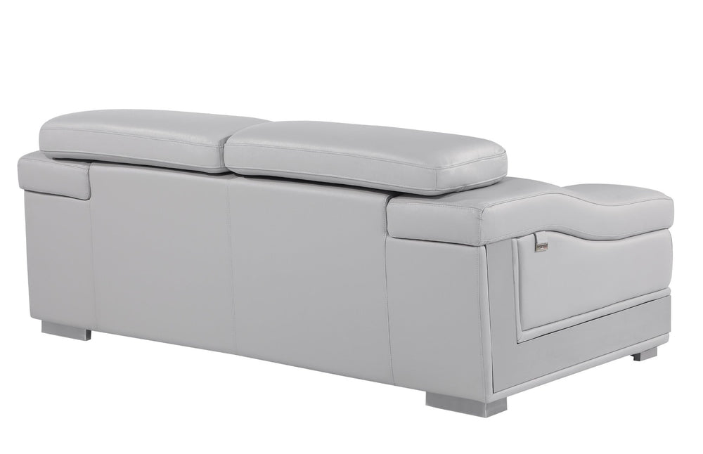 English Elm Top Grain Italian Leather Loveseat In Light Gray - Luxurious Comfort For Modern Living Spaces! B05777878-GIGA