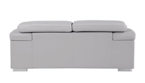 English Elm Top Grain Italian Leather Loveseat In Light Gray - Luxurious Comfort For Modern Living Spaces! B05777878-GIGA