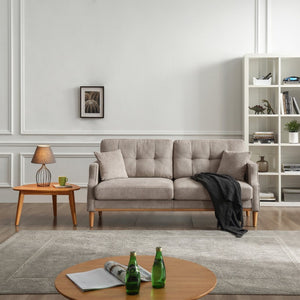 English Elm Living Space Three Seat Sofa Waterproof Polyester Upholstery with Usb Charging Port Light Gray W82072358