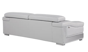 English Elm Top Grain Italian Leather Sofa - Luxurious Light Gray Design With Superior Comfort & Modern Style B05777879-GIGA