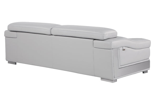 English Elm Top Grain Italian Leather Sofa - Luxurious Light Gray Design With Superior Comfort & Modern Style B05777879-GIGA