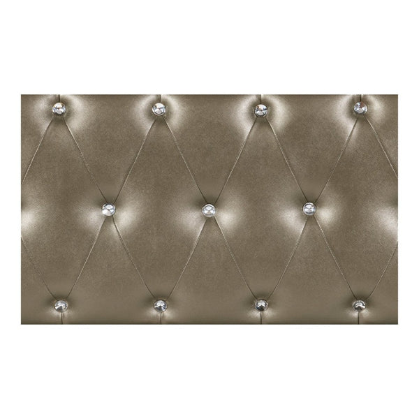 English Elm Glamorous Queen Bed Tufted Faux Leather Frame with Crystal Accents Hollywood Regency Style B011S00306