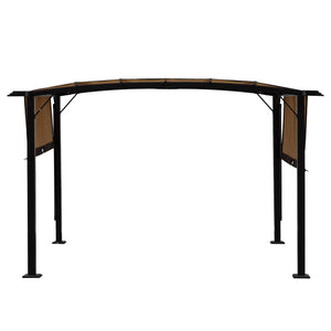 English Elm 12 Outdoor Pergola 12 x 9 Ft Retractable Steel Gazebo with Adjustable Canopy, Rust-Resistant Shade Shelter Beige+Brown W419S00041