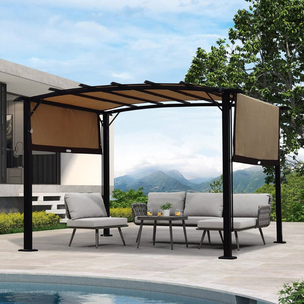 English Elm Universal Polyester Pergola Canopy with Retractable Side Shades Uv Resistant Outdoor W41943550