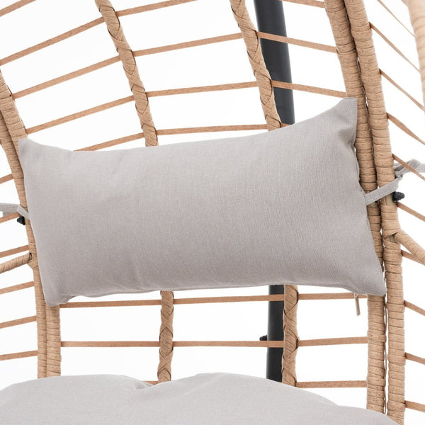 English Elm Outdoor Hand Woven Pe Wicker Egg Swing Chair Seat for Patio Garden Lounging W40032679