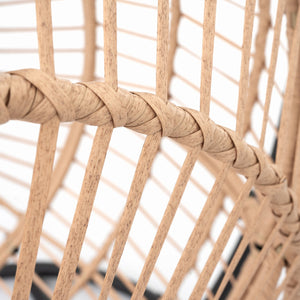 English Elm Outdoor Swing Egg Chair: Natural Wicker Hanging Seat with Plush Beige Cushion for Patio & Porch Comfort W400S00016