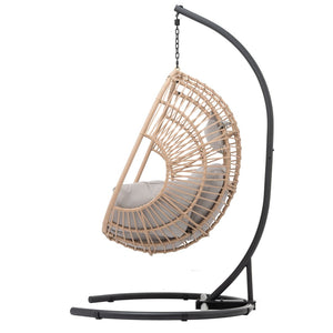 English Elm Outdoor Hand Woven Pe Wicker Egg Swing Chair Seat for Patio Garden Lounging W40032679
