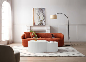 English Elm Black Matte Mdf Nesting Tables Round and Half Moon Set for Modern Living Rooms White W87677000