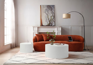 English Elm Black Matte Mdf Nesting Tables Round and Half Moon Set for Modern Living Rooms White W87677000