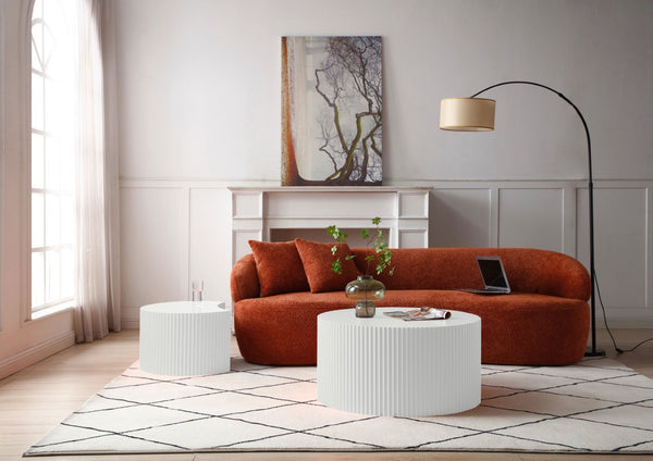 English Elm Black Matte Mdf Nesting Tables Round and Half Moon Set for Modern Living Rooms White W87677000