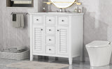 English Elm 36" Bathroom Vanity With Ceramic Basin, Two Cabinets and Five Drawers, Solid Wood Frame, White (Old Sku: Sy999202Aak-1)