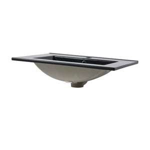 English Elm 24" Black Ceramic Top Sink with Integrated Countertop, Pre-Drilled Faucet Hole, Easy Clean Finish (Fits Vanity) W99989936
